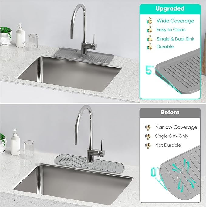 14.6'' Faucet Mat for Kitchen Sink Kitchen Sink Splash Guard Silicone Kitchen