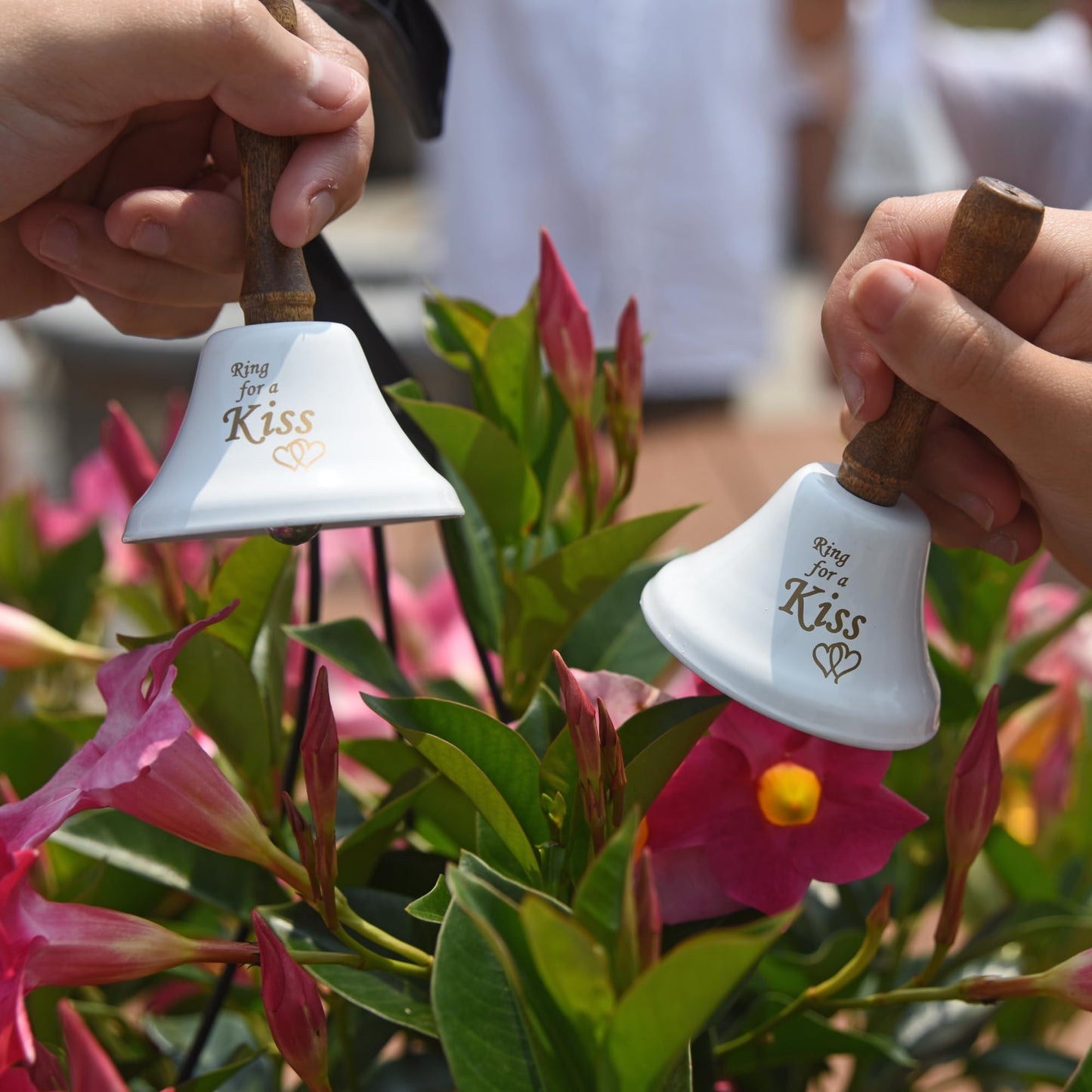 Bevin Bells Ring for a Kiss Wedding Bell | Loud Cowbell, Tea Bell or Ornamental Bells | Party Bell | Wedding Reception & Rehearsal Dinner Bells | Countertop Service Call Bell | Made in CT, USA