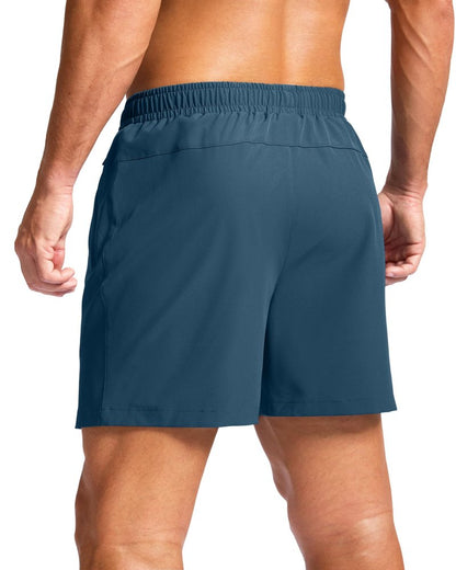 G Gradual Men's Athletic Running Shorts with Zipper Pockets Quick Dry 7"/ 5"/ 9" Workout Gym Shorts for Basketball Hiking(Dusty Blue,5M)