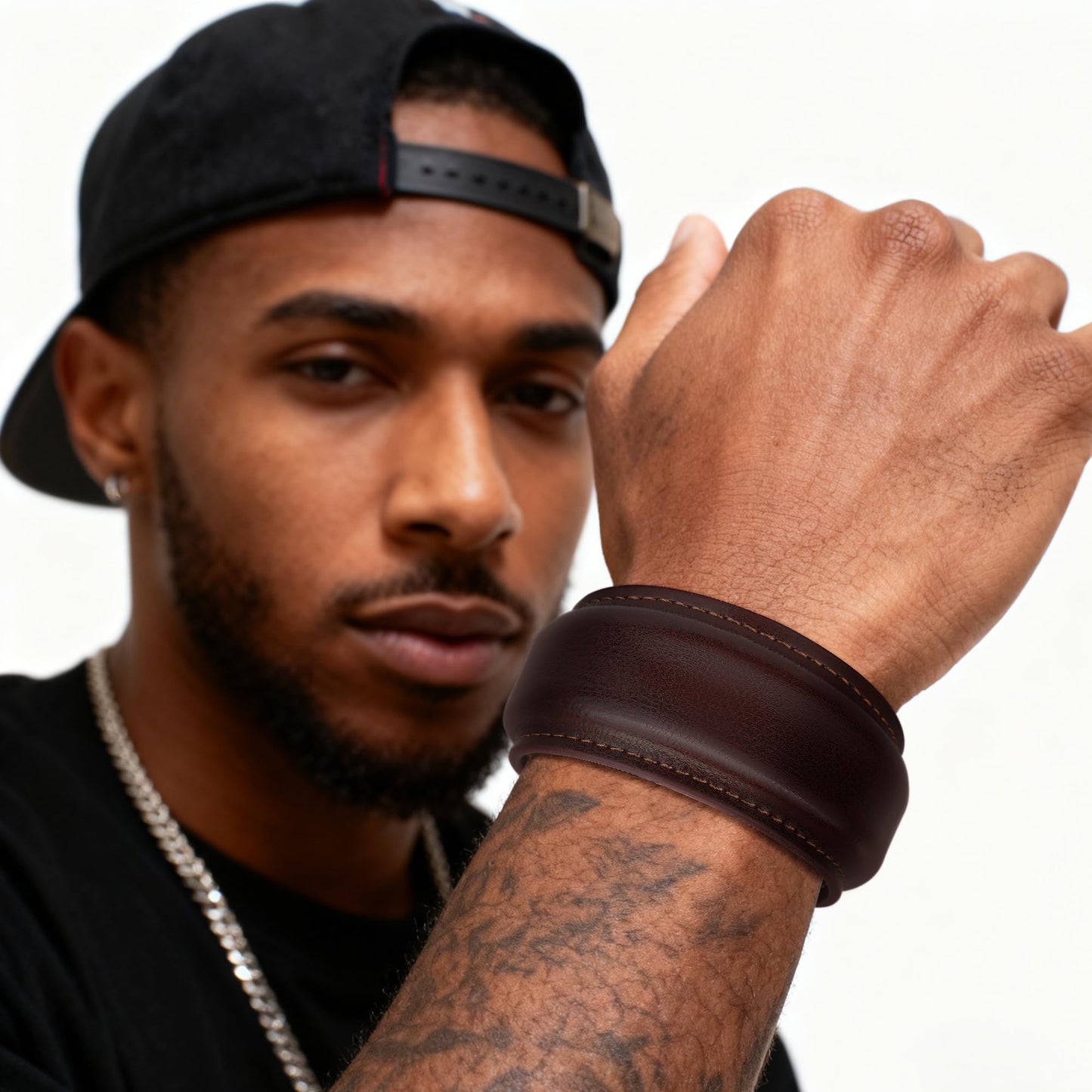 EVEYE 2026 Vintage Brown Leather Cuff Bracelet, Wide Leather Open Bangle, Retro Wristband Jewelry for Men Women