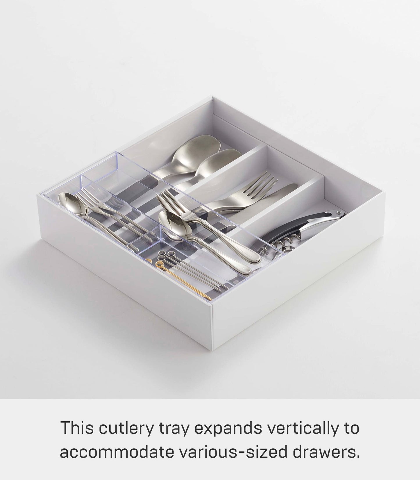 Yamazaki Home Tower Cutlery Drawer Organizer - Kitchen Silverware Utensil Storage Tray - Expandable Ii - Abs Plastic