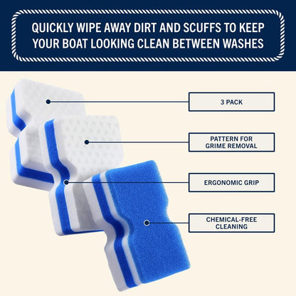RainierSupplyCo Boat Scuff Eraser - Magic Boat Erasers for Cleaning Seats, Hulls, & Interiors - Non-Toxic & Safe for Vinyl, Leather & Fiberglass Surfaces - Ideal for Pontoon and Marine Cleaning Kits
