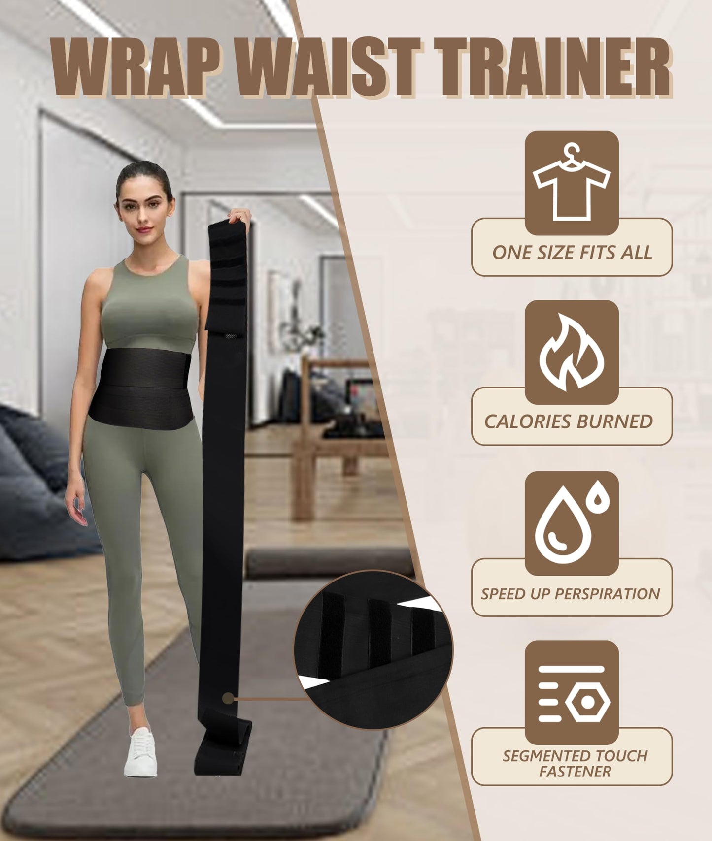 Waist Trainer for Women - Adjustable Postpartum Belly Wrap Tummy Control Bandage & Core Stability, Elastic Waist Trimmer Belt for Fitness, Daily Use, Black