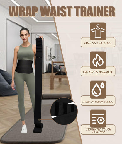 Waist Trainer for Women - Adjustable Postpartum Belly Wrap Tummy Control Bandage & Core Stability, Elastic Waist Trimmer Belt for Fitness, Daily Use, Black