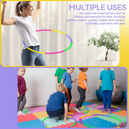 Vinsot 4 Pieces Toy Hoop Detachable Plastic Hoops Exercise Equipment Toy Adjustable Rings for Sports Playing Party Game Dance Pet Training
