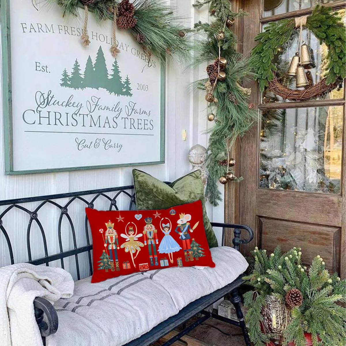 Rguct Christmas Pillow Covers 12x20 Inch Red Nutcracker Christmas Decor Winter Holiday Party Cushion Case Decoration for Sofa Couch
