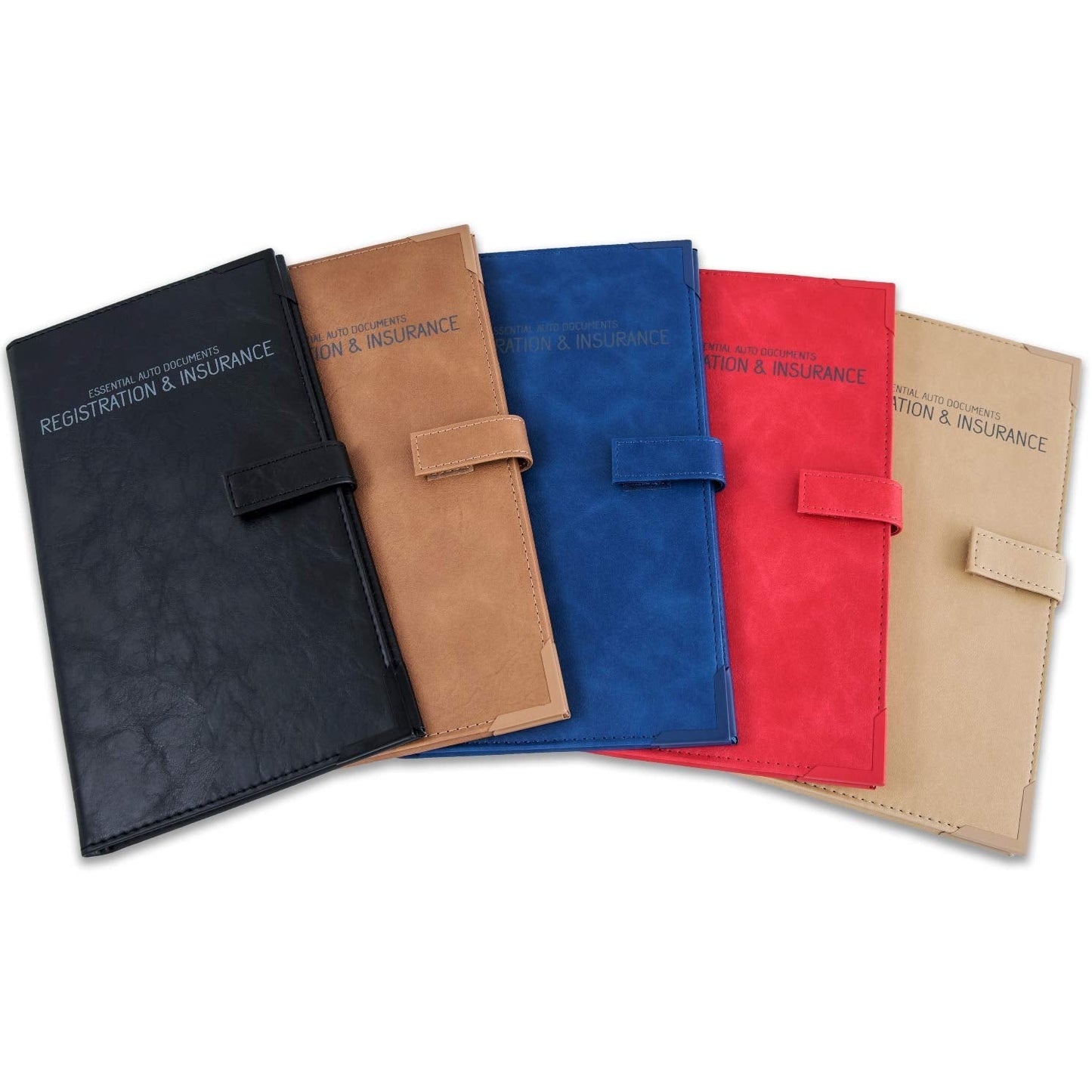 Auto Insurance and Registration Card Holder - Vehicle Glove Box Document Organizer - Car Essential Paperwork Holder for DMV, AAA, Contact Information Cards - Premium PU Leather Wallet Case - Brown