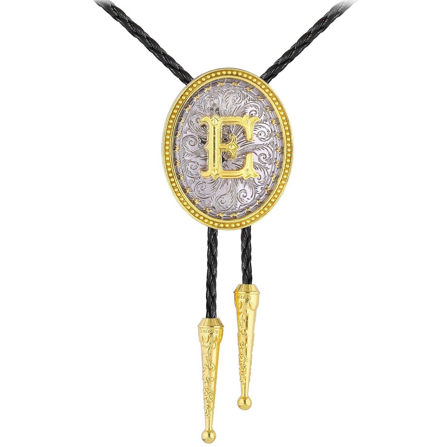 GelConnie Cowboy Ties for Men Western Initial Letters Bolo Tie ABCDJMR to Z Leather Necktie Jewelry Accessories for Men Women