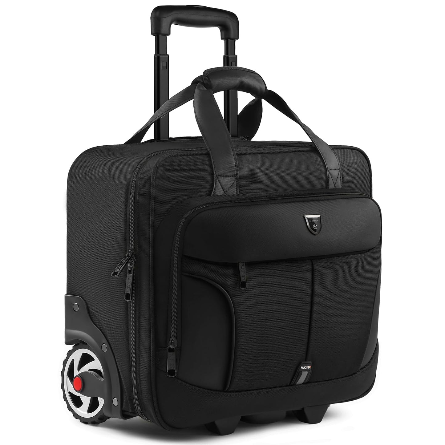RUCYEN Rolling Laptop Bag,Rolling Briefcase for Men & Women,Laptop Briefcase on Wheels,Carry On Bag for Business Travel (Black+Black Zipper, 15.6 inch)