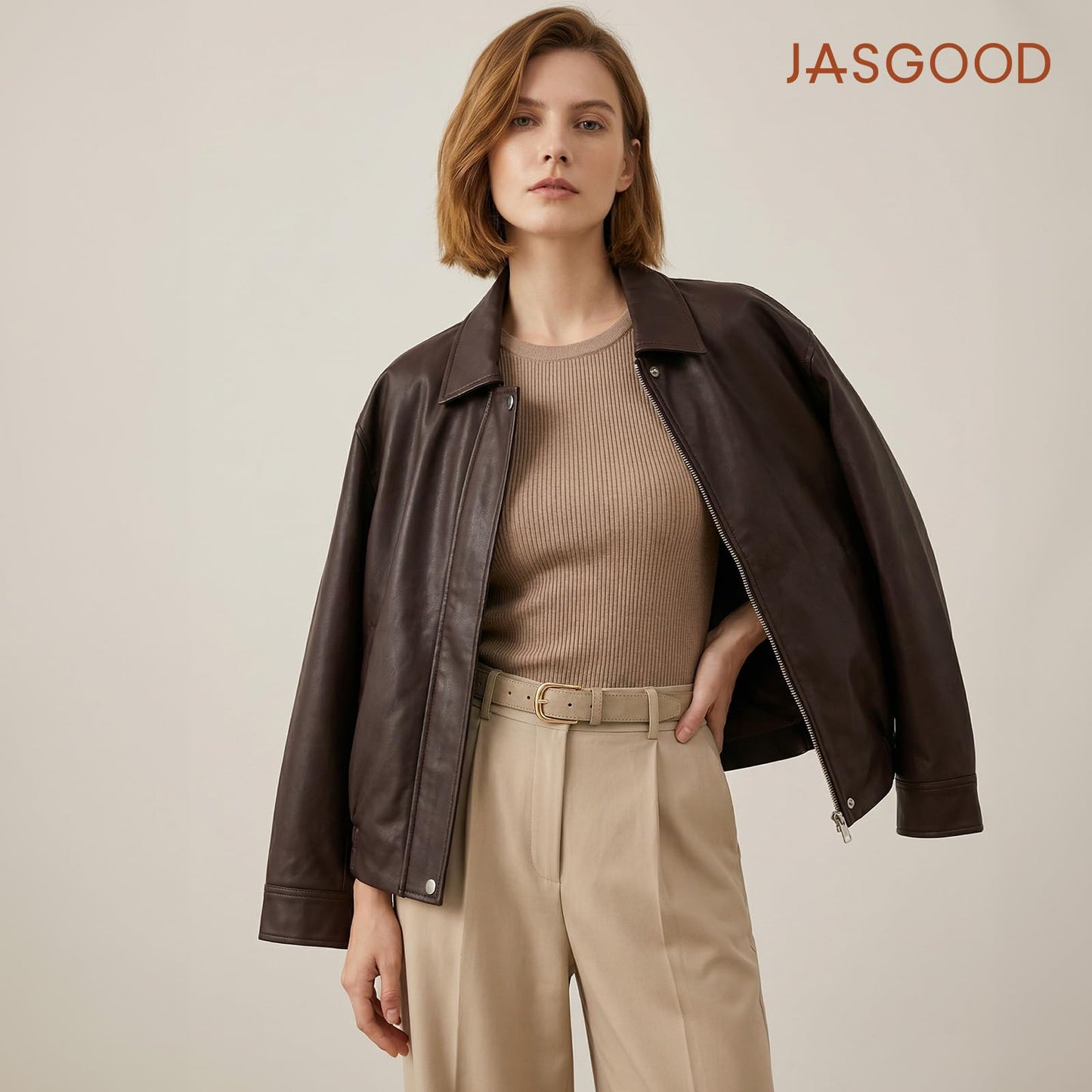 JASGOOD Women Leather Belt for Jeans Vintage Ladies Waist Belt with Gold Buckle for Pants Dress