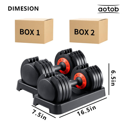 AOTOB 25/55 LBS Adjustable Dumbbell Set, Anti-Slip Fast Adjusting with Turning Handle, Adjustment for Men and Women, Weights Pair for Compact Home Gym Exercise Strength