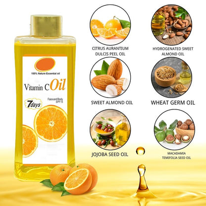 300ml Vitamin C Oil for Skin Brightening - Organic Vitamin C Oil for Face & Body - Soft 7 Body Oil, Moisturizing