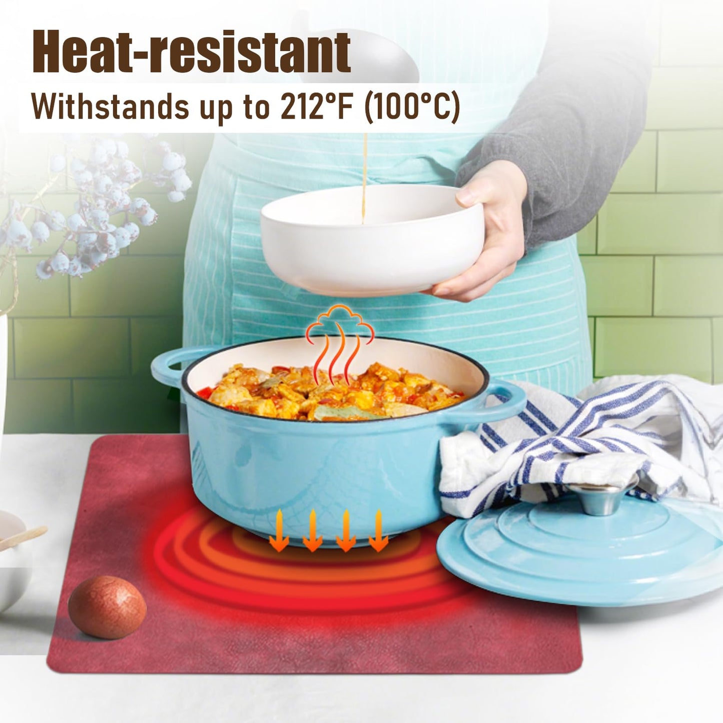 UnivoColors Placemats,Heat Resistant Placemats Set of 8 Washable 12 x 17 Inch,Waterproof Table Mats,Wipeable Pu Place Mats for Kitchen,Dining Room.Reddish Brown