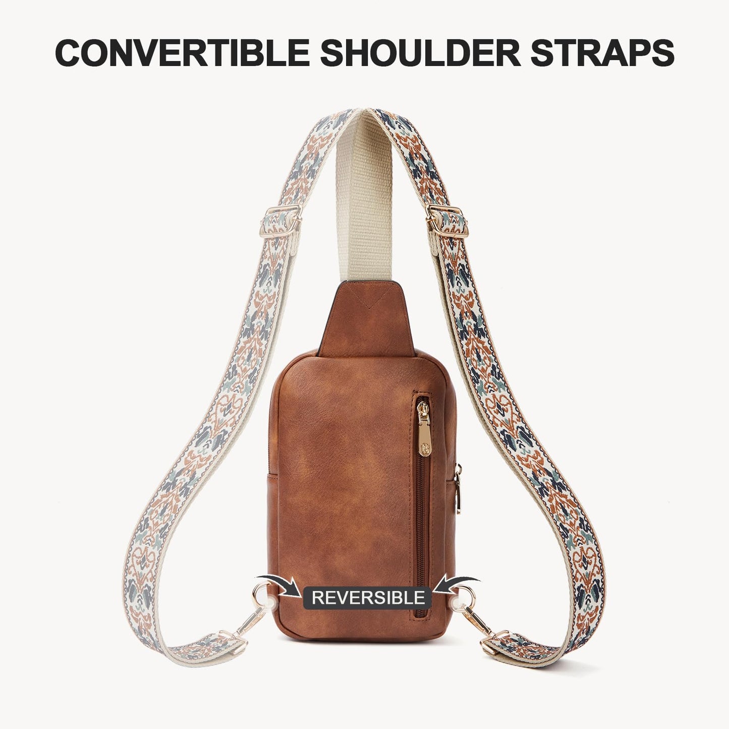 BOSTANTEN Sling Bag Quilted Crossbody Bags for Women Cross Body Purse PU Leather Fanny Pack with Adjustable Guitar Strap