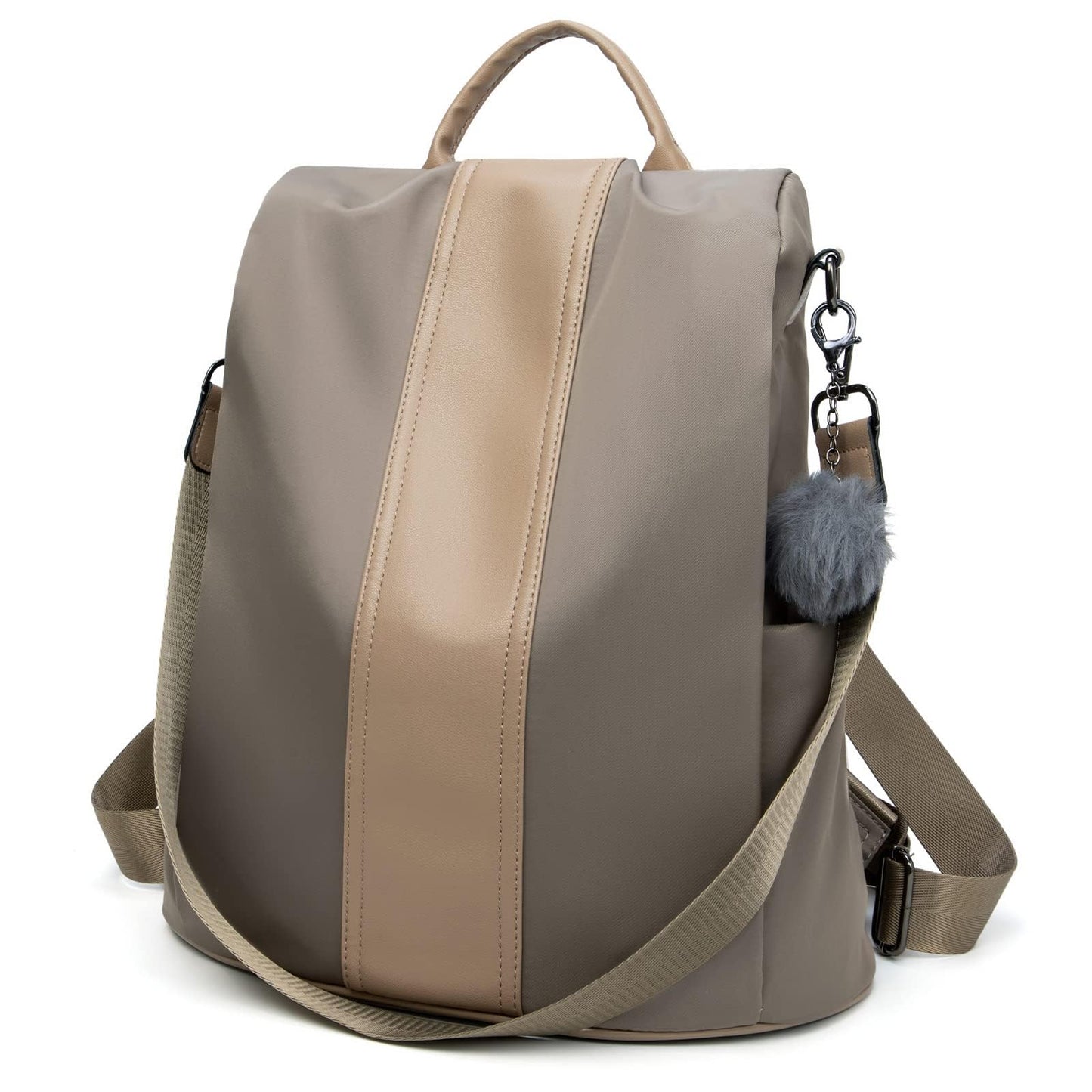 PINCNEL Women Khaki Medium Backpack Purse Waterproof Nylon Anti-theft Rucksack Lightweight Shoulder Bag