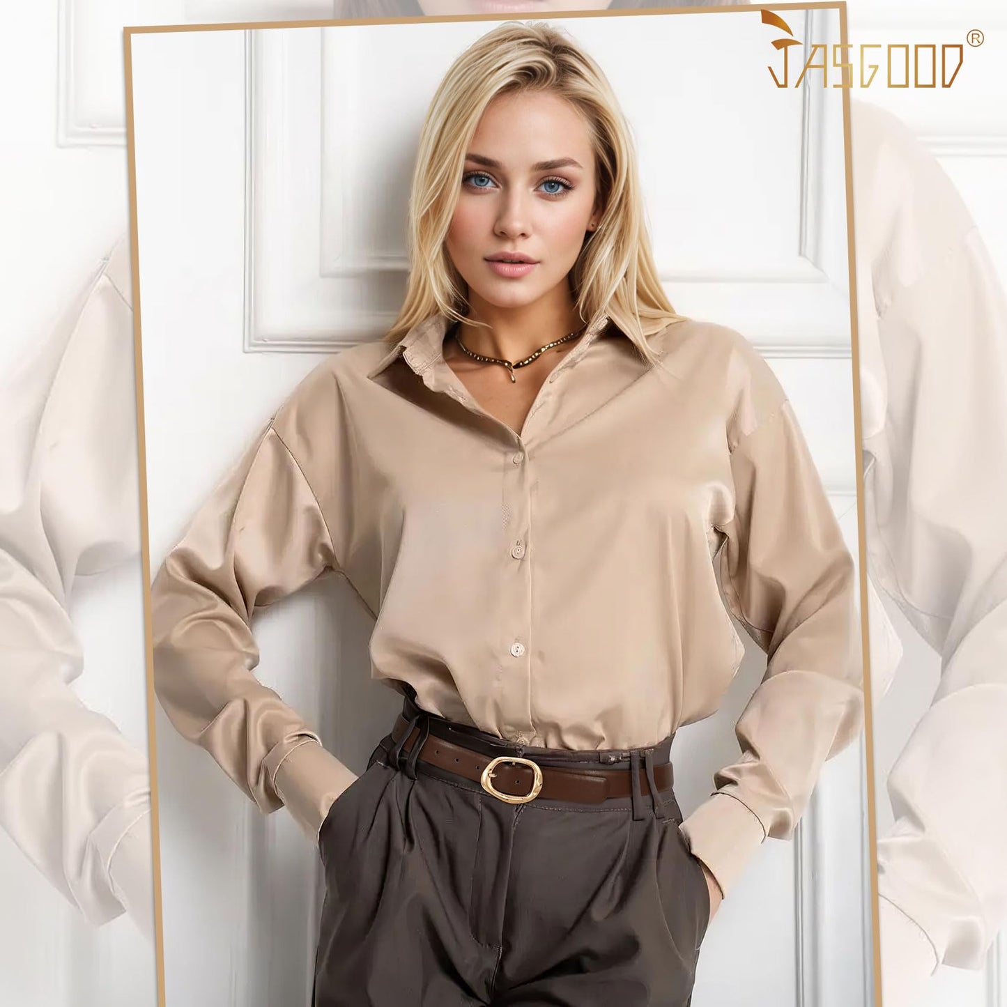 JASGOOD Women Leather Belt for Jeans Pants Ladies Casual Waist Belt Fashion Women Belt with Gold Buckle