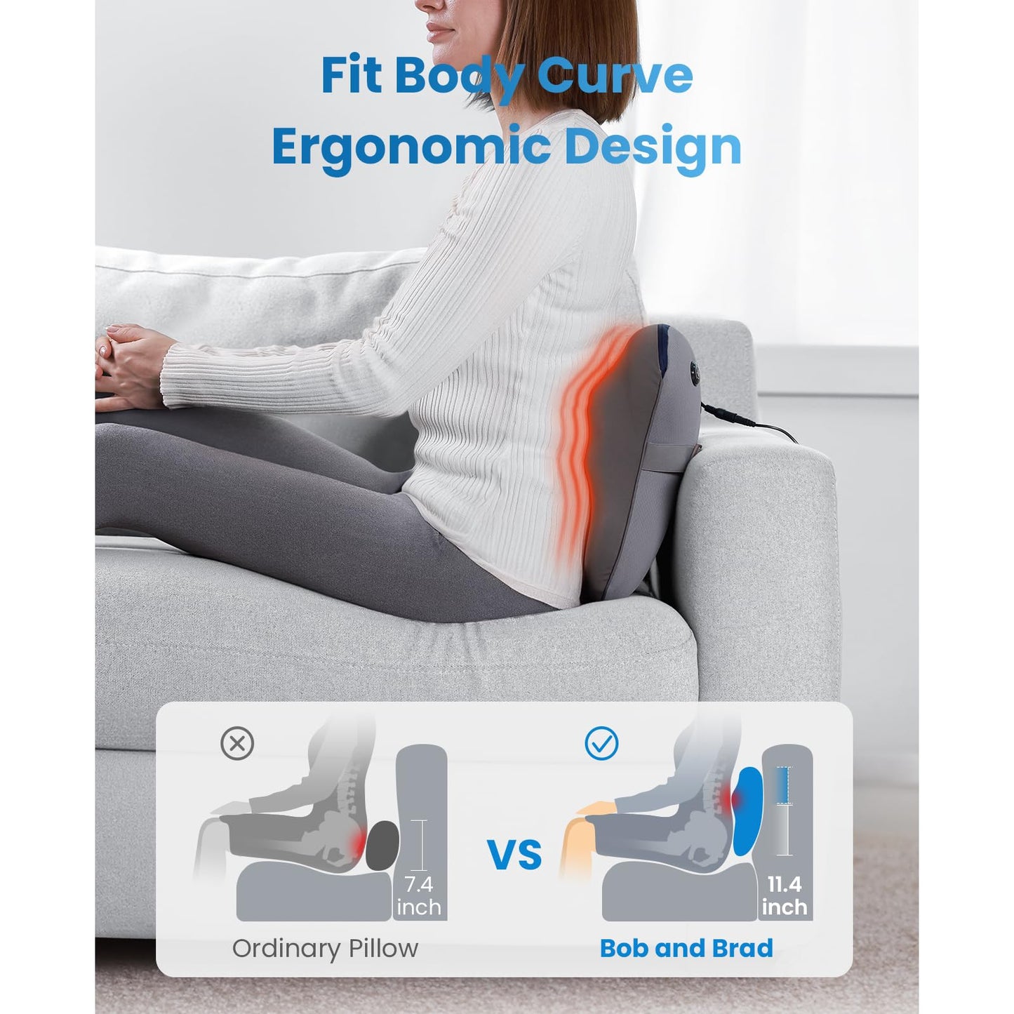 BOB AND BRAD Cordless Back Massager with Heat FSA Eligible HSA Eligible, Shiatsu Neck Massager for Pain Relief Deep Tissue, 3D Kneading Massage Pillow for Pain Relief, Birthday Gifts for Women Men