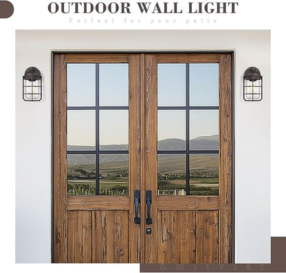 Emliviar Farmhouse Wall Mount Outdoor Lighting, Nautical Exterior Light Fixture Metal with Clear Glass, Outside Light in Oil Rubbed Bronze Finish for Garden & Porch, GE255BL ORB
