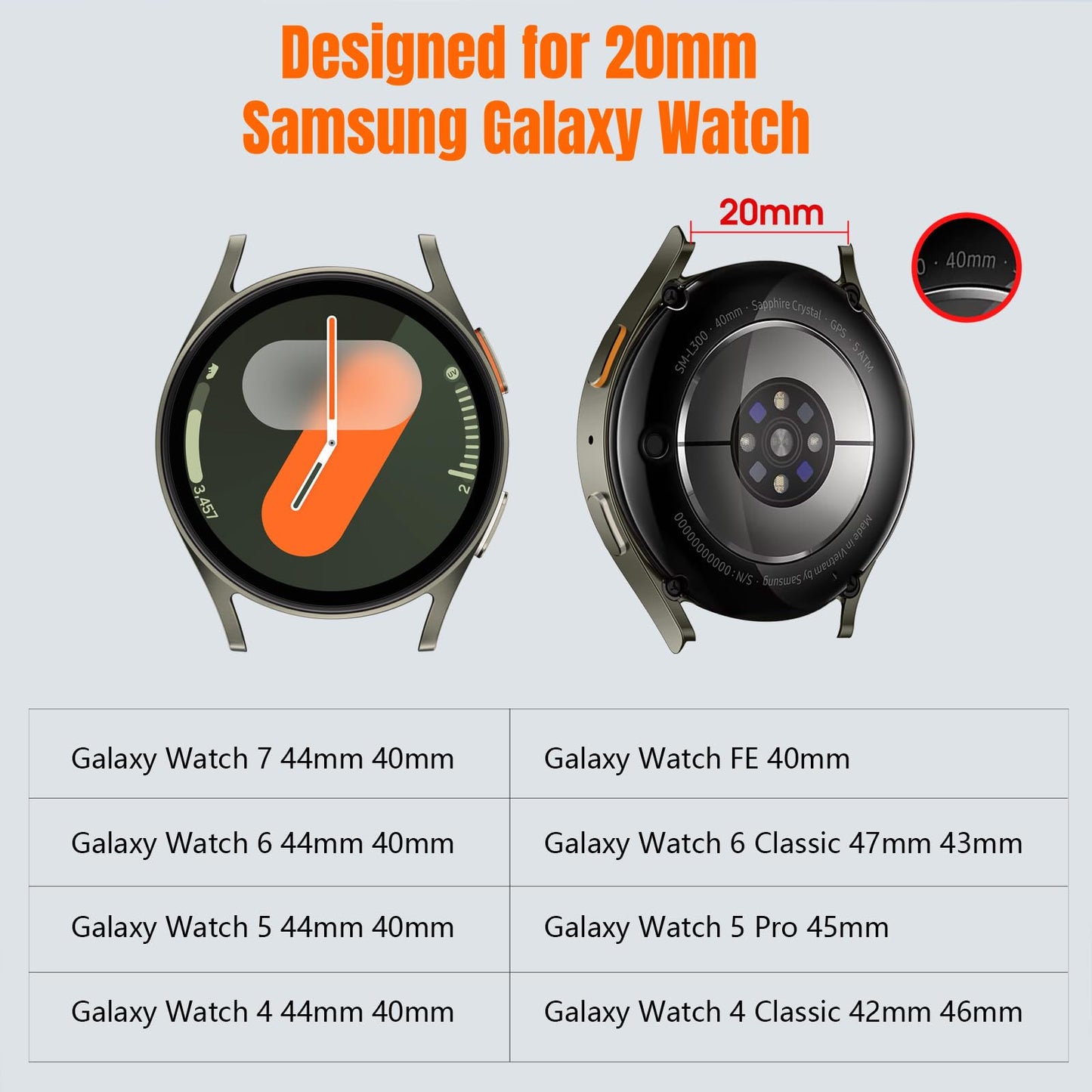Bandletic Magnetic Silicone Band Compatible with Samsung Galaxy Watch 7 6 5 4 FE 40mm 44mm/for Galaxy Watch 6 4 Classic 43mm 47mm 42mm 46mm/Watch 5 Pro 45mm, 20mm No Gap Strap for Men Women, Black