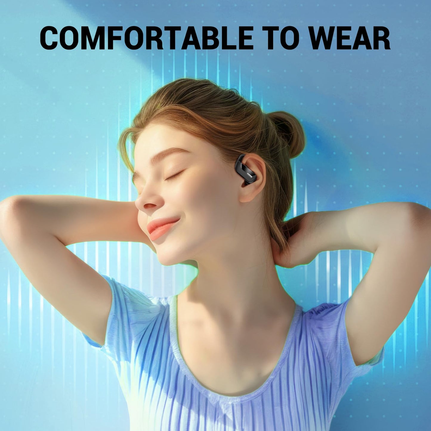 occiam Sport Wireless Earbuds Bluetooth Headphones 80hrs Playtime Deep Bass Ear Buds with Earhook Noise Cancelling Mic Waterproof Earphones for Workout Running Black