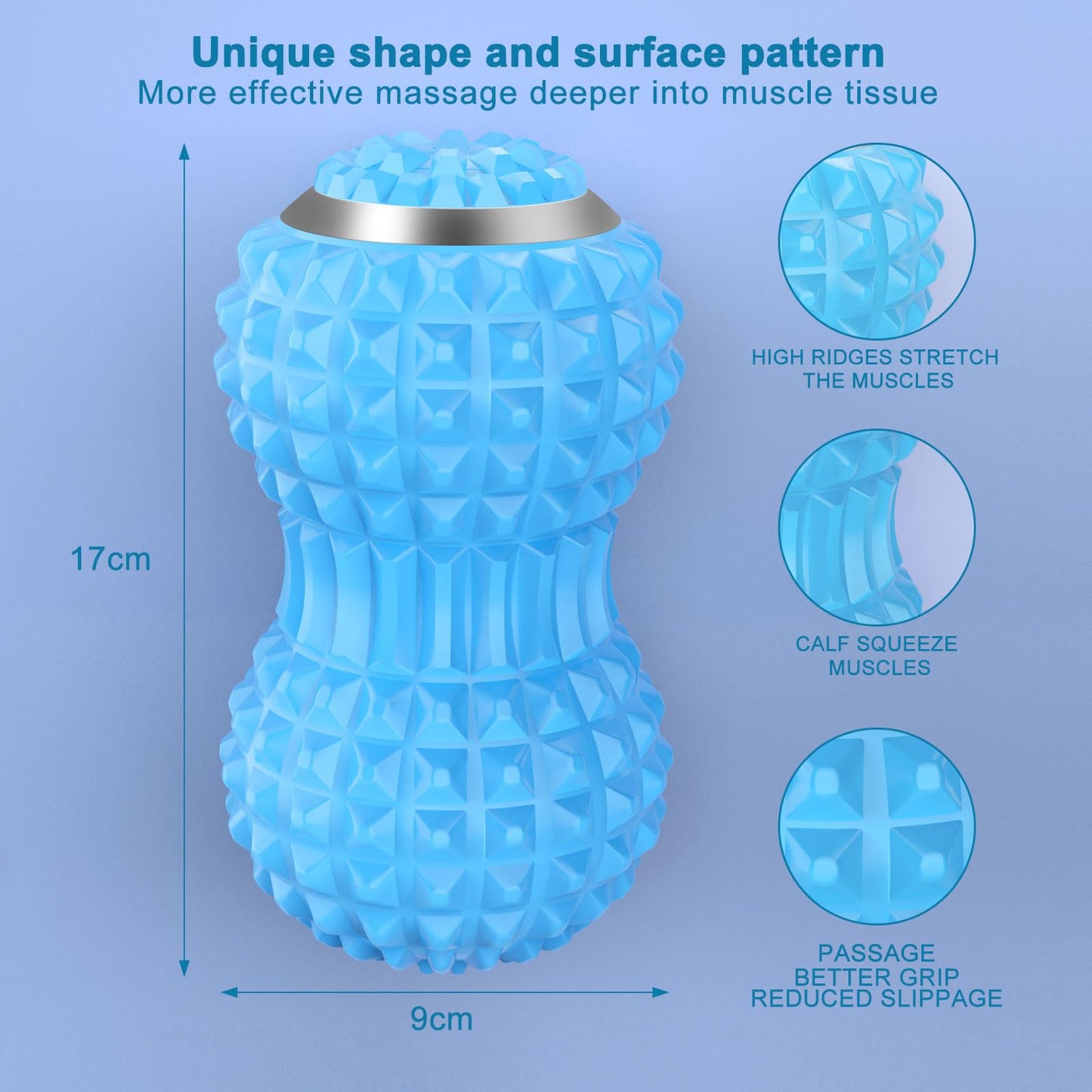 Uppye Vibrating Massage Ball for Pain Relif, Mobility Ball for Physical Therapy and Workout Recovery, Deep Tissue Myofascial Release Tools - Back, Shoulder & Foot Muscle Massager (Blue)