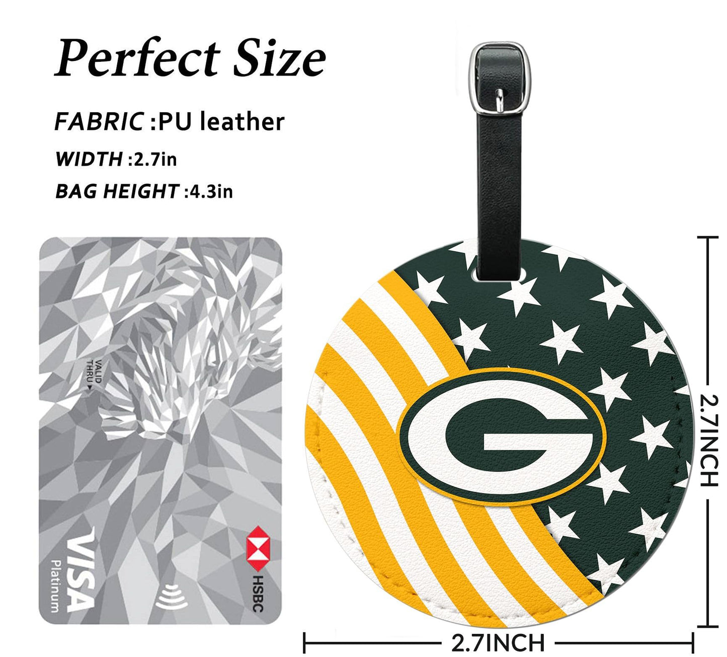 FKHGY - 2 Pack Leather Football Sport Fan Luggage Tag for Suitcase，Double-Sided Pattern Green Design Travel Suitcase Tag with Privacy Flap Address Labels