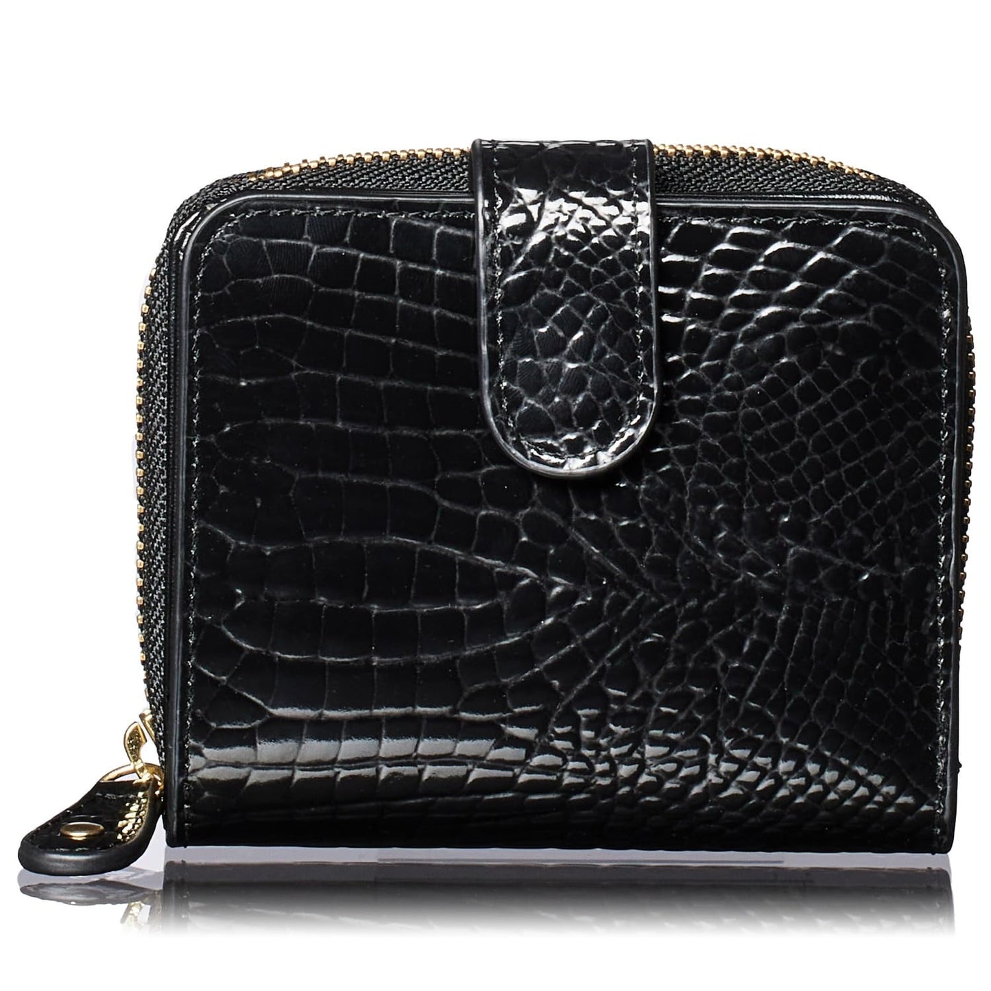 VOICE Align mini type Bi-Fold Wallet wallet Leather made by TUSCANIA in Italy Cowhide ART.GRETA Women's Elegant, easy-to-use and beautiful In gift box(Black)