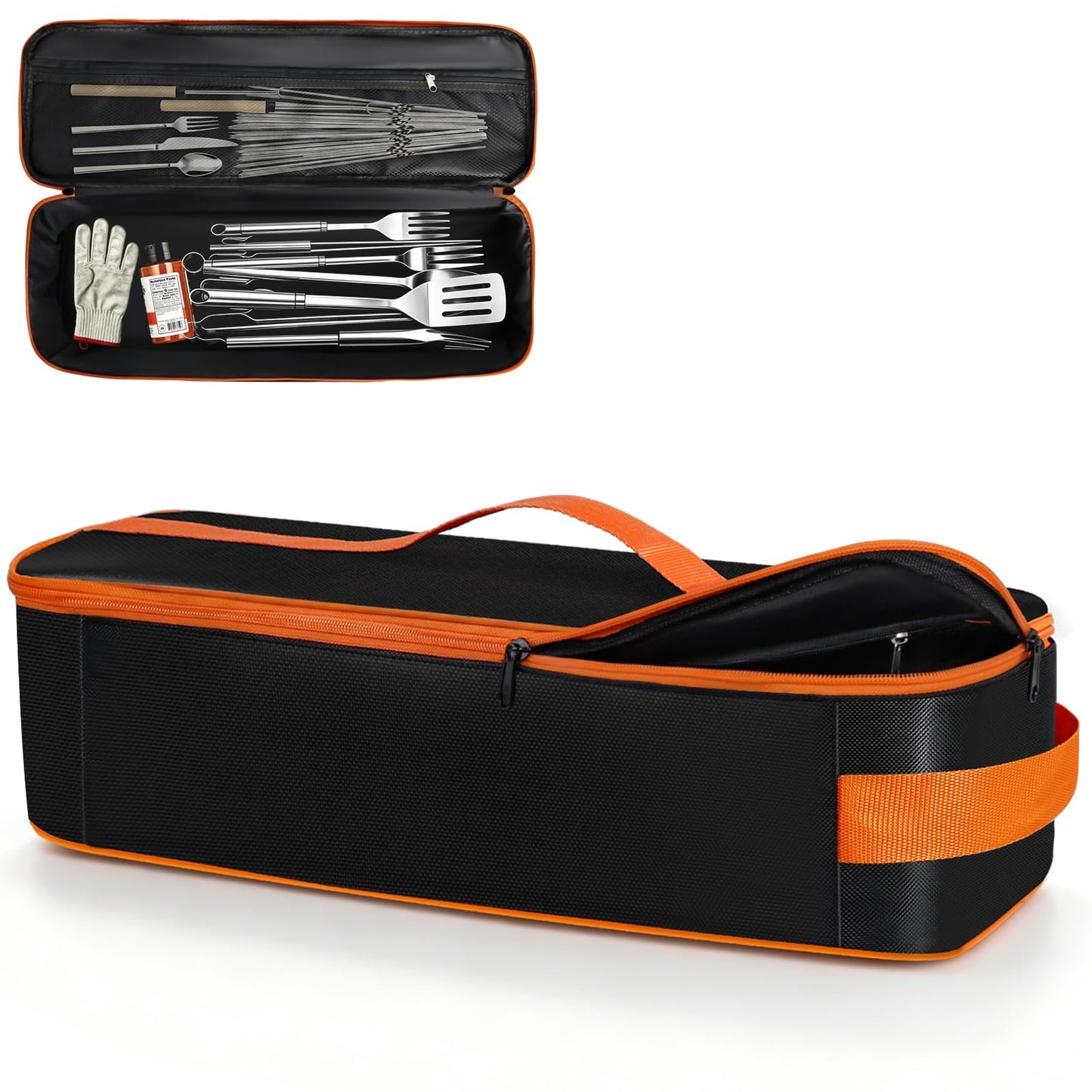 TWAKAP Grill Utensil Storage Bag, Large Capacity Grill Tool Storage Bag, Griddle Accessories Compatible with Blackstone, Perfect for Outdoor Grilling Accessory Storage (20", Black, Flip-Top)