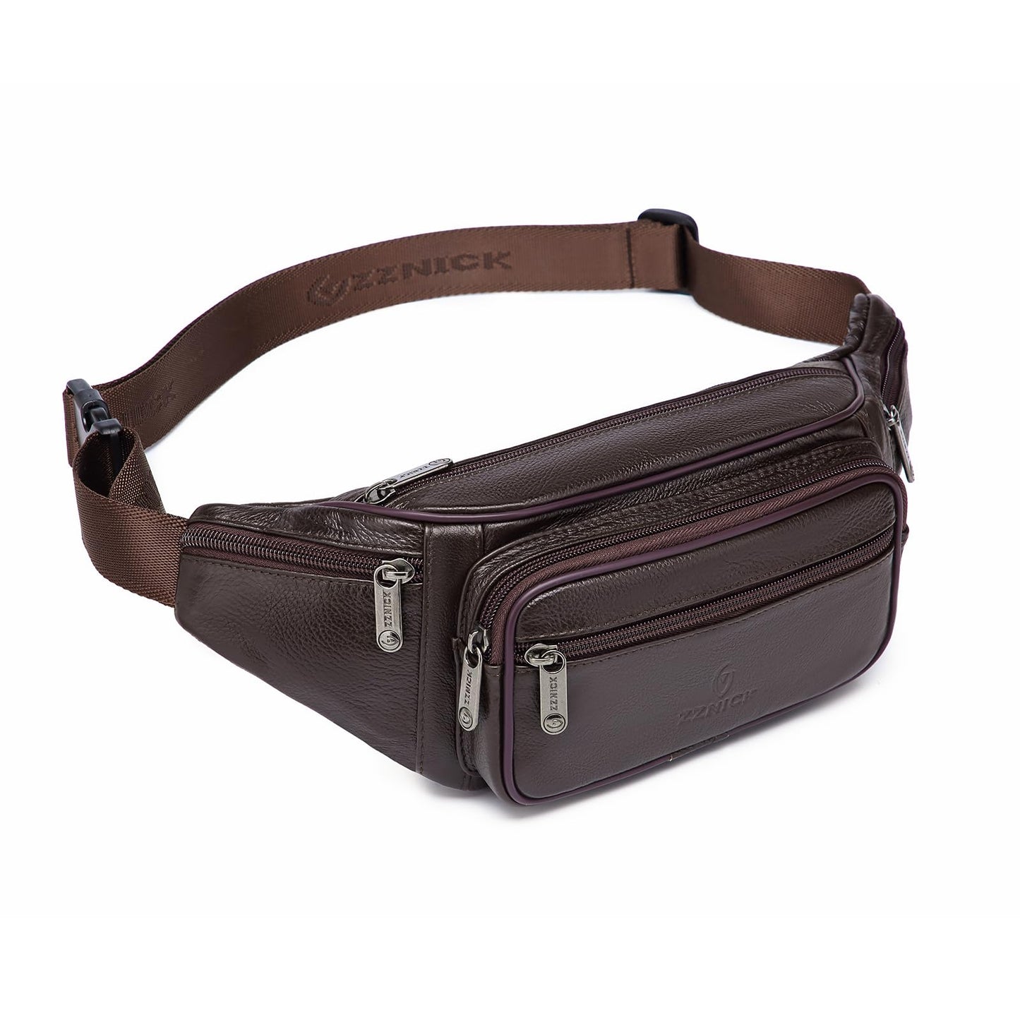 ZZNICK Genuine Leather Fanny Pack/Waist Bag/Organizer with Adjustable Belt, Multiple Pockets For Men and Women