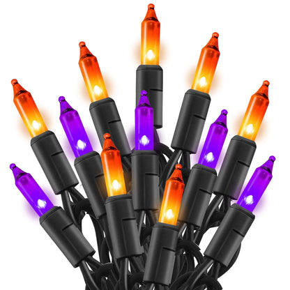 TW SHINE Purple and Orange Halloween Lights, 20FT 100 Count Incandescent Mini String Lights, Waterproof Halloween Decorations for Outdoor Indoor Patio Home Party Garden Yard Decor