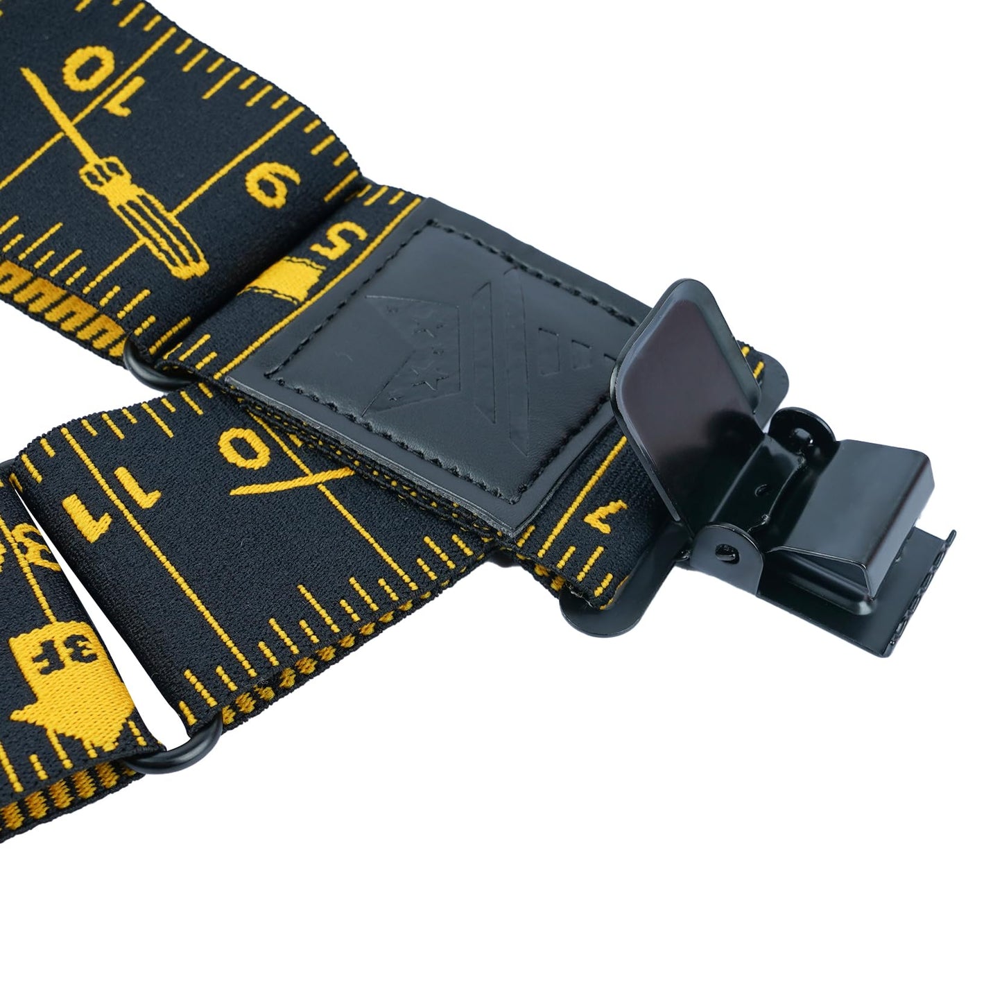 KUNN Men's Suspenders Heavy Duty 2 Inch Side Clip Adjustable Elastic Braces Truck Style Work Suspender,Black Rule