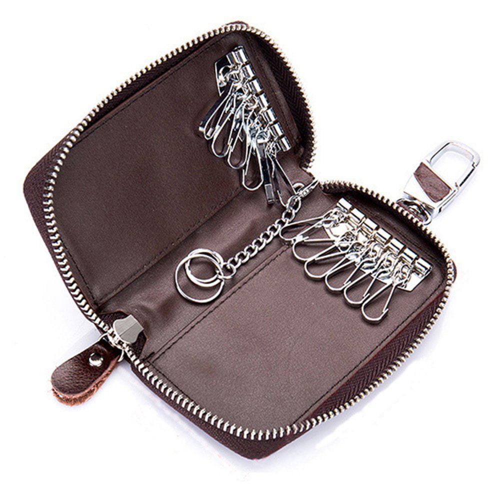 Zitokin Large Leather Key Case Wallet with 12 Hooks & 1 Keychain/Ring for Men or Women (Coffee)