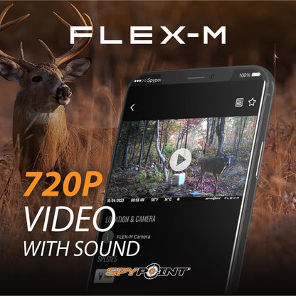 SPYPOINT Flex-M Twin Pack Cellular Trail Cameras - SD Card 2-Pack with LIT-22, Best Hunting Accessories, No WiFi Needed, GPS, Night Vision, IP65 Water-Resistant, 28MP Photos, & 720p Videos + Sound