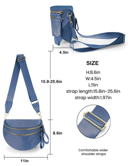 Spacious Nylon Crossbody Bag Bum Bag Handbags Wallets Purses Trendy Shoulder Bag for Women