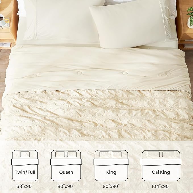 Cozy Bliss Cooling Comforter Seersucker Plaid Queen, Q-Max 0.4 Reversible Lightweight Cooling Blanket, Breathable Silk Smooth Summer Bedding Quilt for Hot Sleepers Night Sweats Khaki