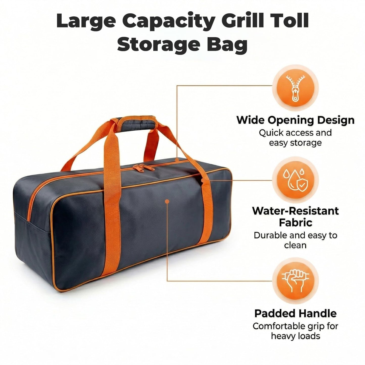 Grill Tool Storage Bag, 24" x 8" x 8" Large Capacity BBQ Accessory Storage, Heavy-Duty Utensil Grill Accessories Organizer Case Storage Compatible with Blackstone.Black (No Accessories)