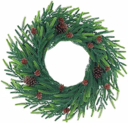 20 inch Christmas Wreath for Front Door - a Realistic Blend of Artificial Wreaths and Pine Cones, Used to Decorate Walls, Windows, porches, farmhouses, Indoor and Outdoor Decorations