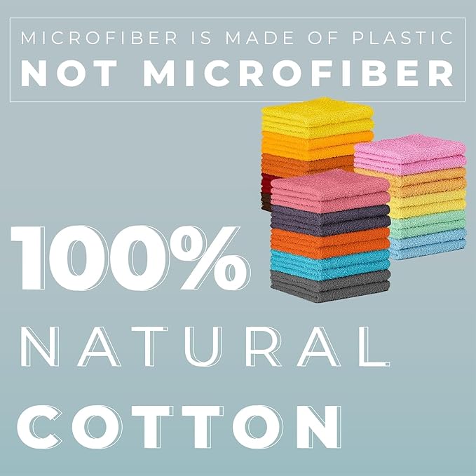 DecorRack 10 Pack 100% Cotton Wash Cloth, Luxurious Soft, 12 x 12 inch Ultra
