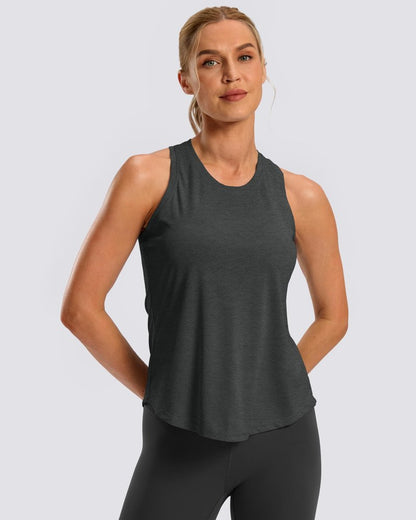 G Gradual Women's Workout Tank Tops Racerback Athletic Yoga Tops Loose Fit Sleeveless Running Gym Sports Shirts for Women(Charcoal,L)