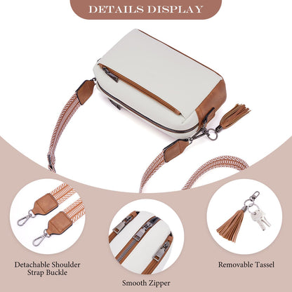 Roulens Triple Zip Small Crossbody Bag for women,Wide Strap Cell Phone Purse Shoulder Handbag Wallet with Credit Card Slots