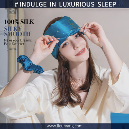 Silk Sleep Mask for Women Men, Mulberry Silk Eye Sleeping Mask & Blindfold with Adjustable Velcro Strap, Blackout Eye Cover for Sleep Travel Yoga Nap, Large Size, Black