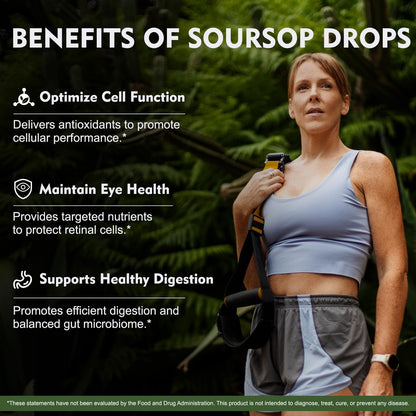 (2 Pack) 8 in 1 Graviola Soursop Leaf Extract Liquid - Soursop Bitters Liquid with Sea Moss, Ashwagandha and Tumeric, for Immune & Liver, Zzz & Antioxidant & Cell Support,1 Fl Oz