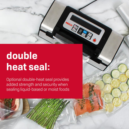 Nesco Deluxe Food VS-12 Vacuum Sealer, 130 Watts, Kit Bags & Viewing Lid, Compact, Silver (Pack of 2)