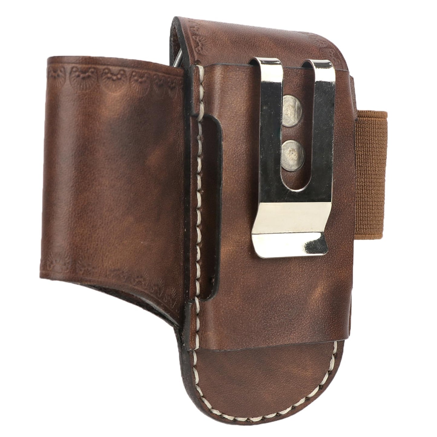 Leather EDC Belt Organizer - Handmade Multitool Sheath for Men, Tactical EDC Pouch with Flashlight Holder, Pen Holder & Belt Clip - Gifts for Men, Fits Folding Knife & Tools (Brown)