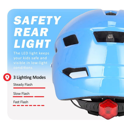 Kids Bike Helmet, Adjustable Toddler Youth Helmet with Detachable Visor & LED Light for 3-5/5-8/8-12 Years Boys Girls, Multi-Sport Helmet for Bicycle Cycling Scooter Skating