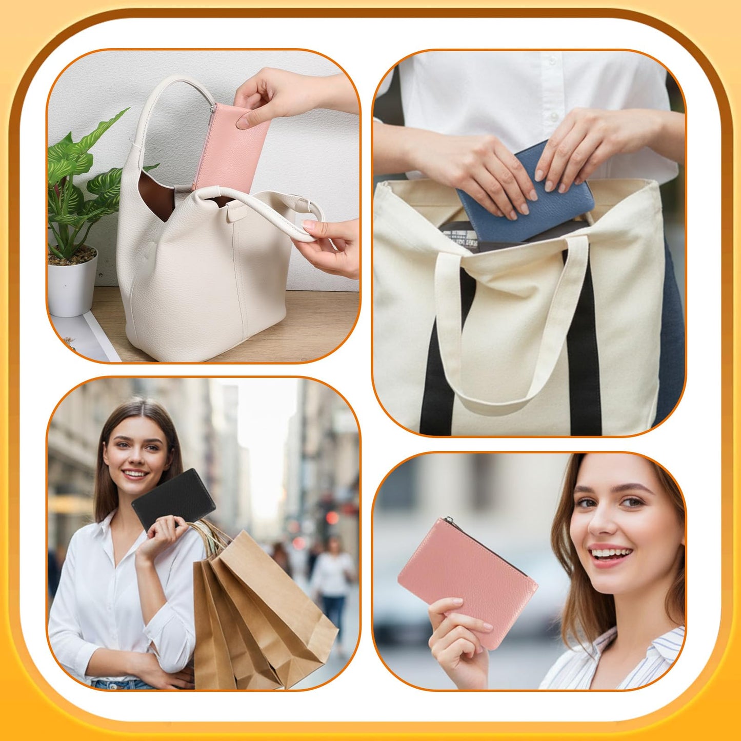 4 Pcs Small Coin Purse, Leather Change Purse with Zipper, Small Coin Purses Wallet Pouch Portable Coins Bag Change Purses for Men Women, Coins, Key