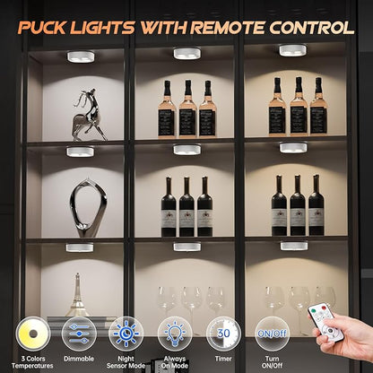 6PCS Motion Sensor Step Light, Rechargeable Puck Lights, Stair Lights Indoor with 3 Colors Temper, Magnet Stick on Light for Closet, Hallway, Stairway, Bathroom, Bedroom, Kitchen