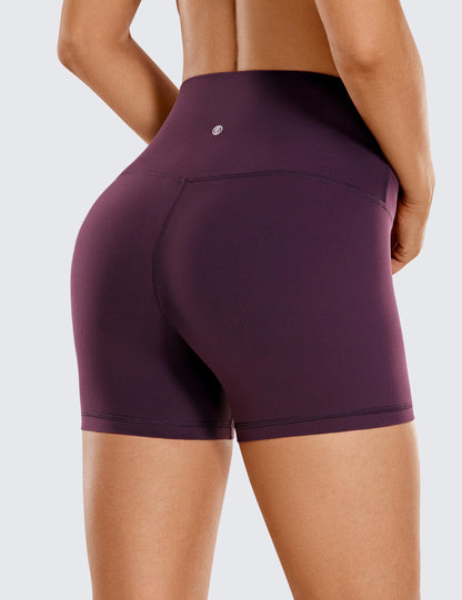 CRZ YOGA Butterluxe Biker Shorts 4'' - High Waisted Booty Workout Volleyball Yoga Womens Spandex Deep Purple Small