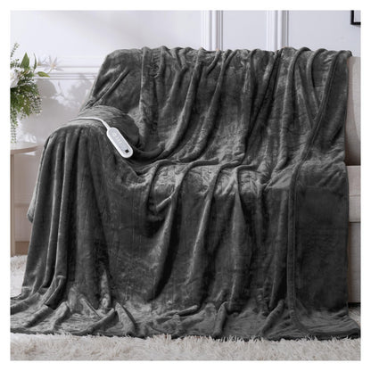 Heated Blanket Twin, Electric Blanket Soft Sherpa Flannel, 10 Hours Auto Shut-off & 8 Fast Heating Levels, Machine Washable ETL Certified, Heating Blanket for Bed & Sofa (62x84 inches, Gray)
