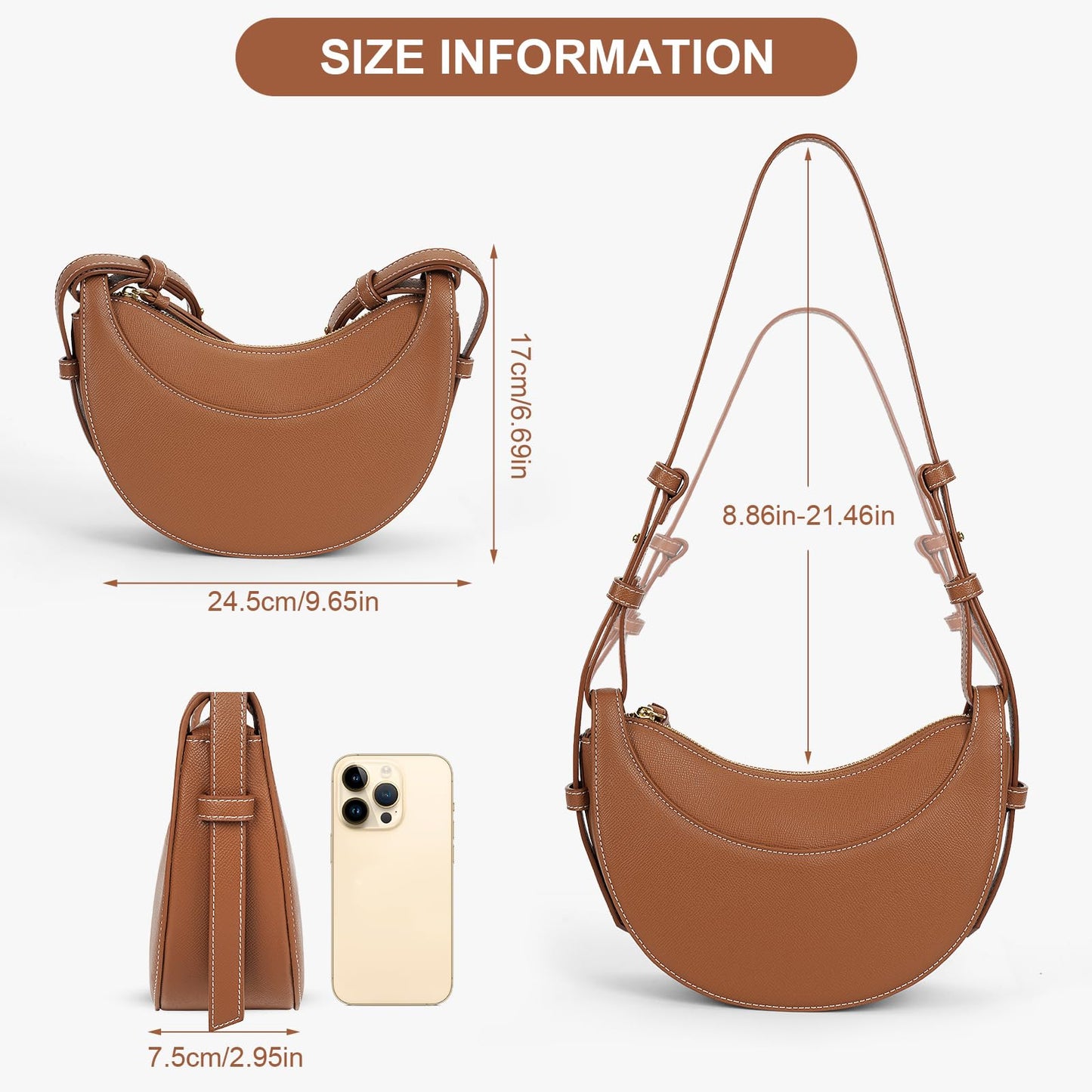Faux Leather Saddle Bag for Women Shoulder Bag Crescent Purse Trendy Crossbody Purse Hobo Handbag